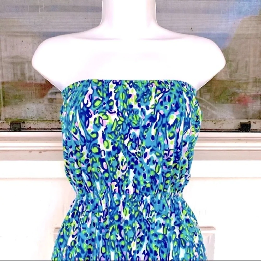 Lilly Pulitzer NEW Windsor Sea Blue Printed Strapless Pull-On Dress NWOT Sz XS - Picture 5 of 7